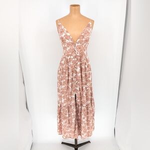 Abercrombie & Fitch Tiered Maxi Dress Floral V-Neck Button Front Womens Size XS